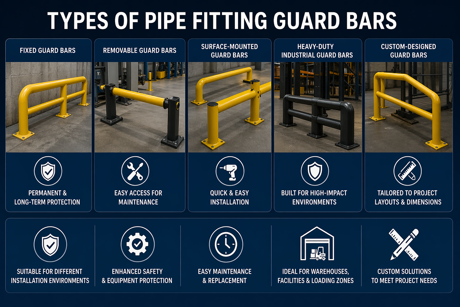 Types of Pipe Fitting Guard Bars Types of Pipe Fitting Guard Bars