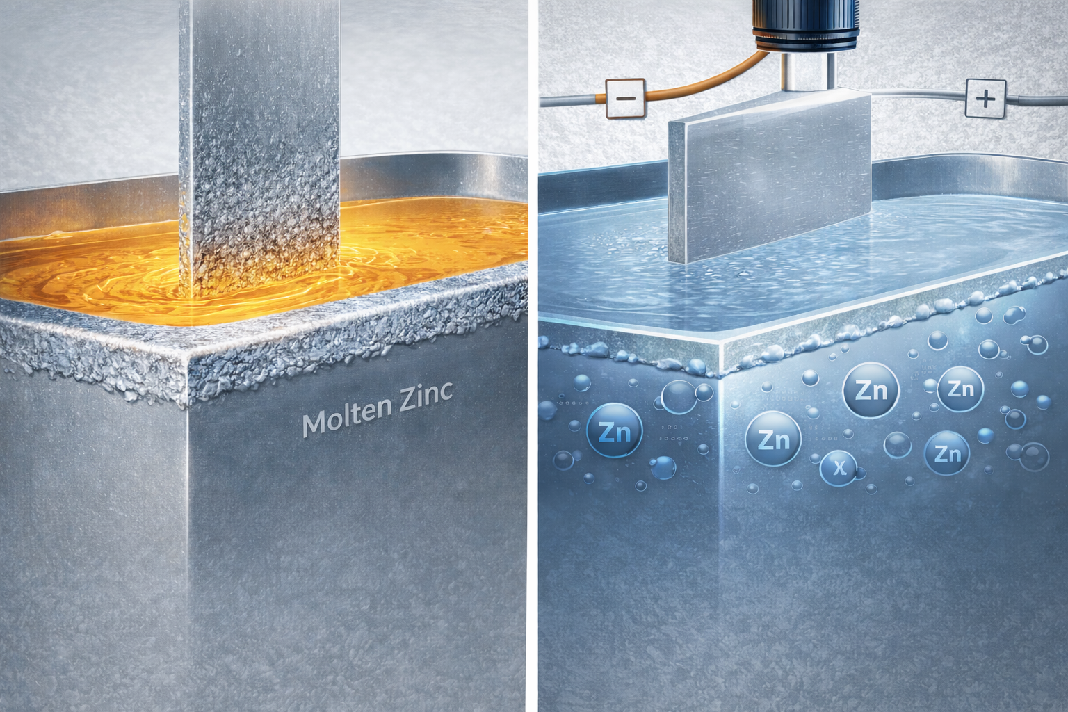the picture of two main types of galvanization Two main types of galvanization