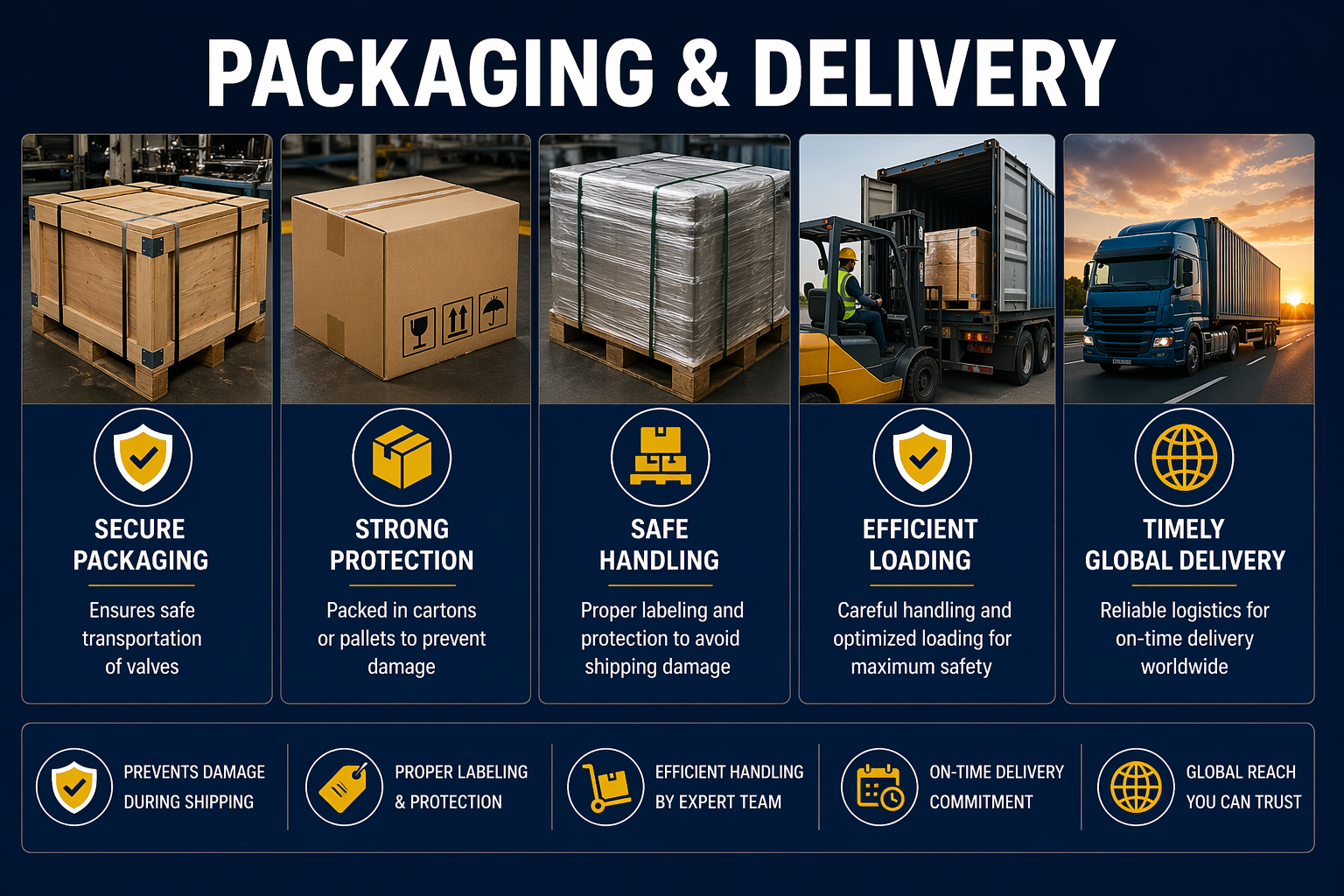 Shipment for Delivery Packaging & Delivery for Pipe Fitting Valves