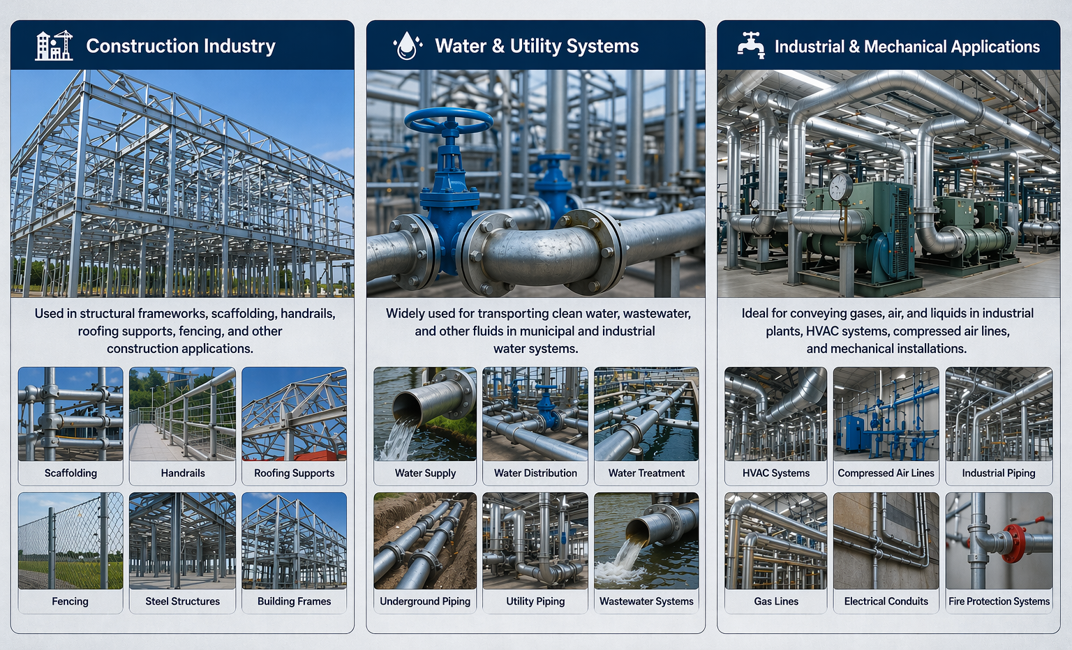 This is the e photo of Applications of Galvanized Pipe/Tube Applications of Galvanized Pipe/Tube