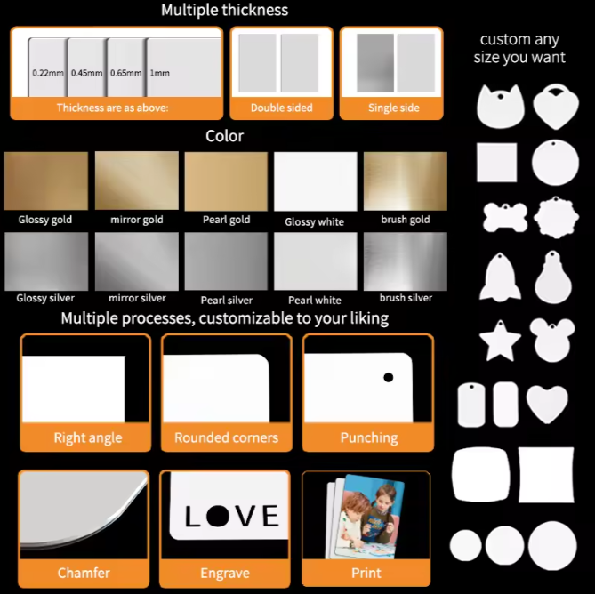 High Definition Aluminum Sublimation Metal Photo Sheet Plate Blanks
