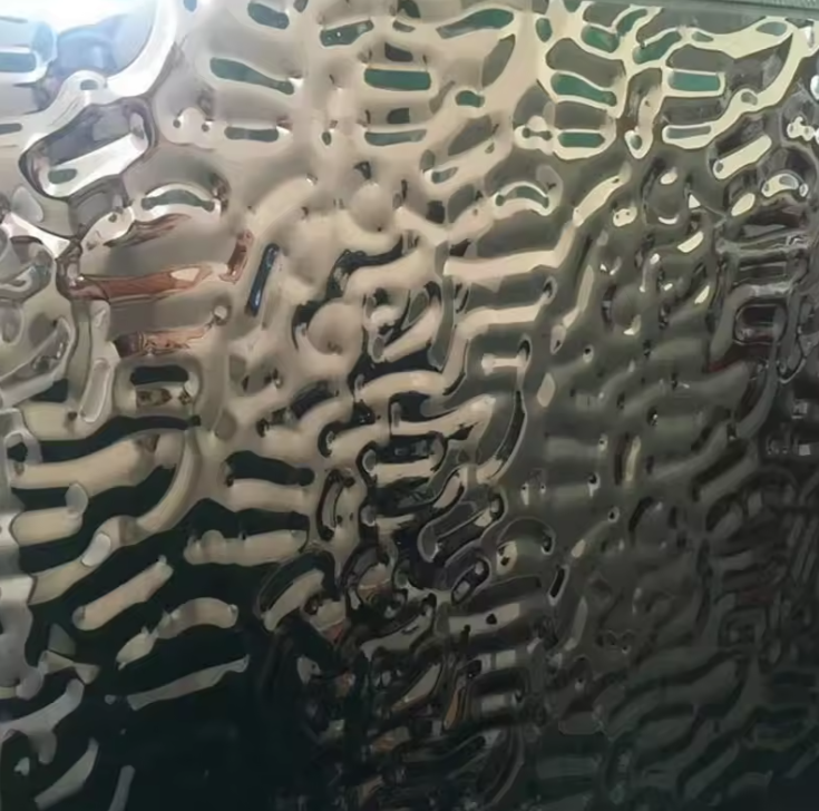 316L Stainless Steel Water Ripple Sheet – 18K Gold Plated Decorative Jewelry & Kitchen Plate Panel