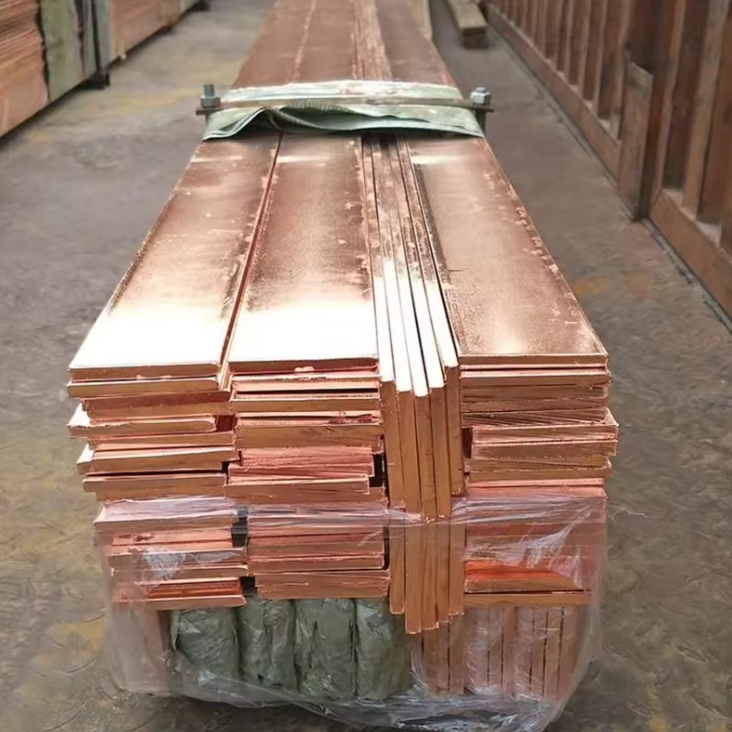 Bare Copper Flat Bar – Pure Copper Bullion Rod for Transformer and Electrical Use