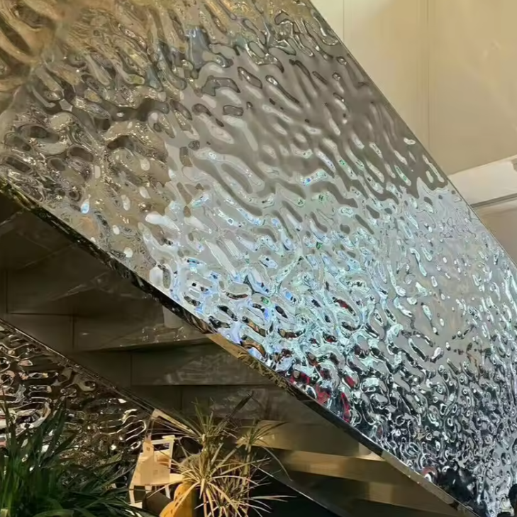 316L Stainless Steel Water Ripple Sheet – 18K Gold Plated Decorative Jewelry & Kitchen Plate Panel